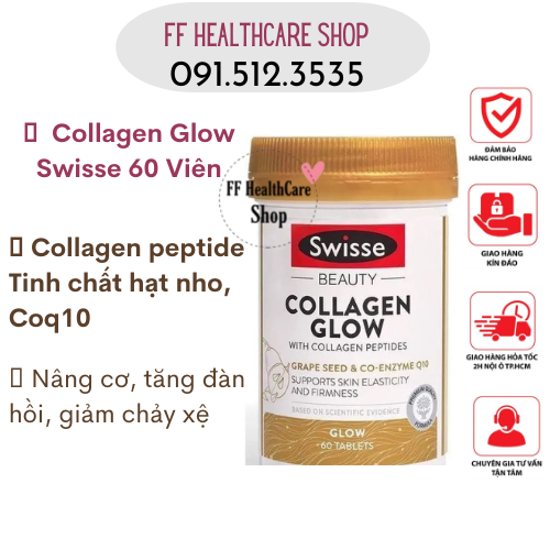 Collagen Swisse Glow Dạng Bột 60 Viên Chính Hãng Úc- Da Căng, Bóng Mịn