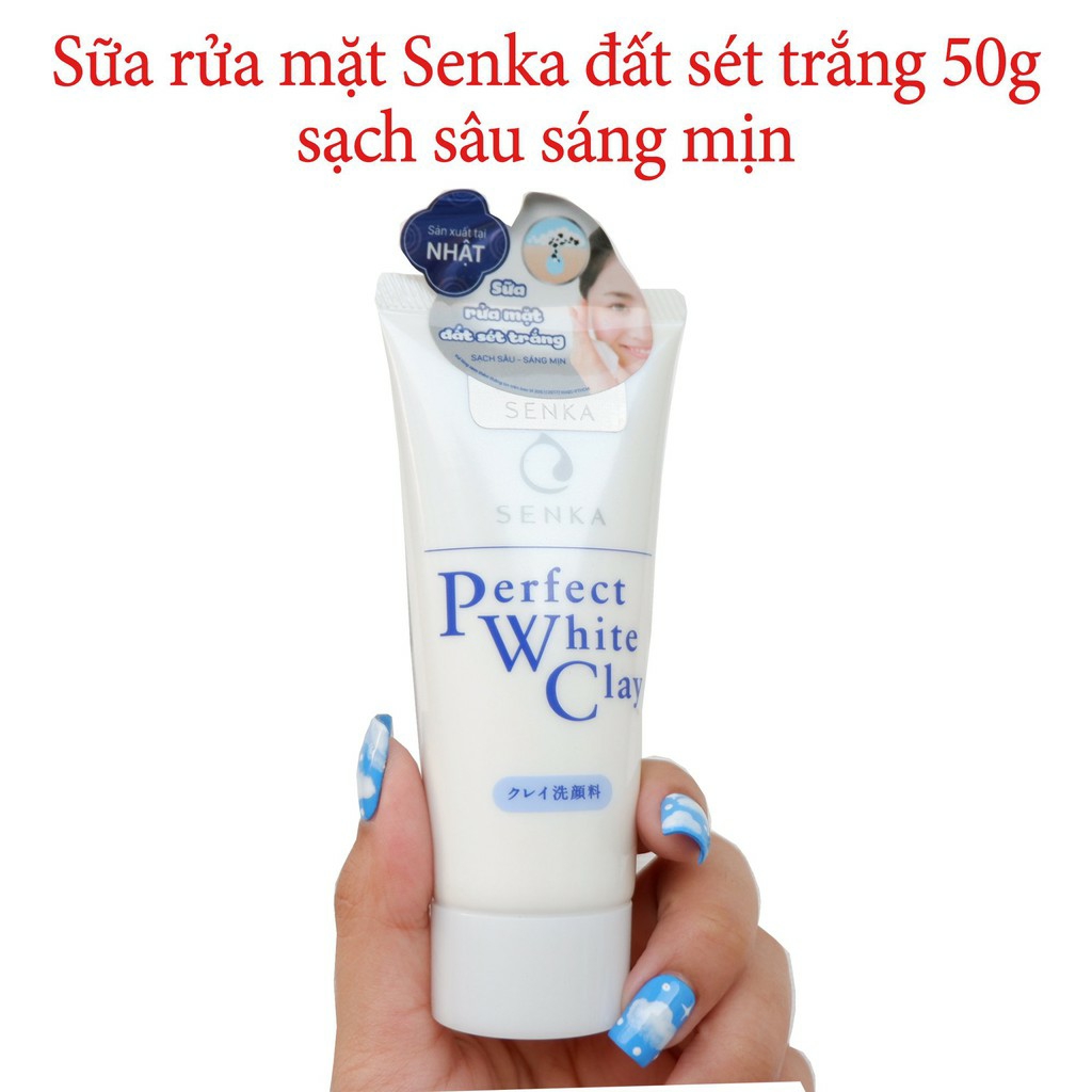 Sữa rửa mặt tạo bọt chiết xuất đất sét trắng Senka Perfect White Clay 50g