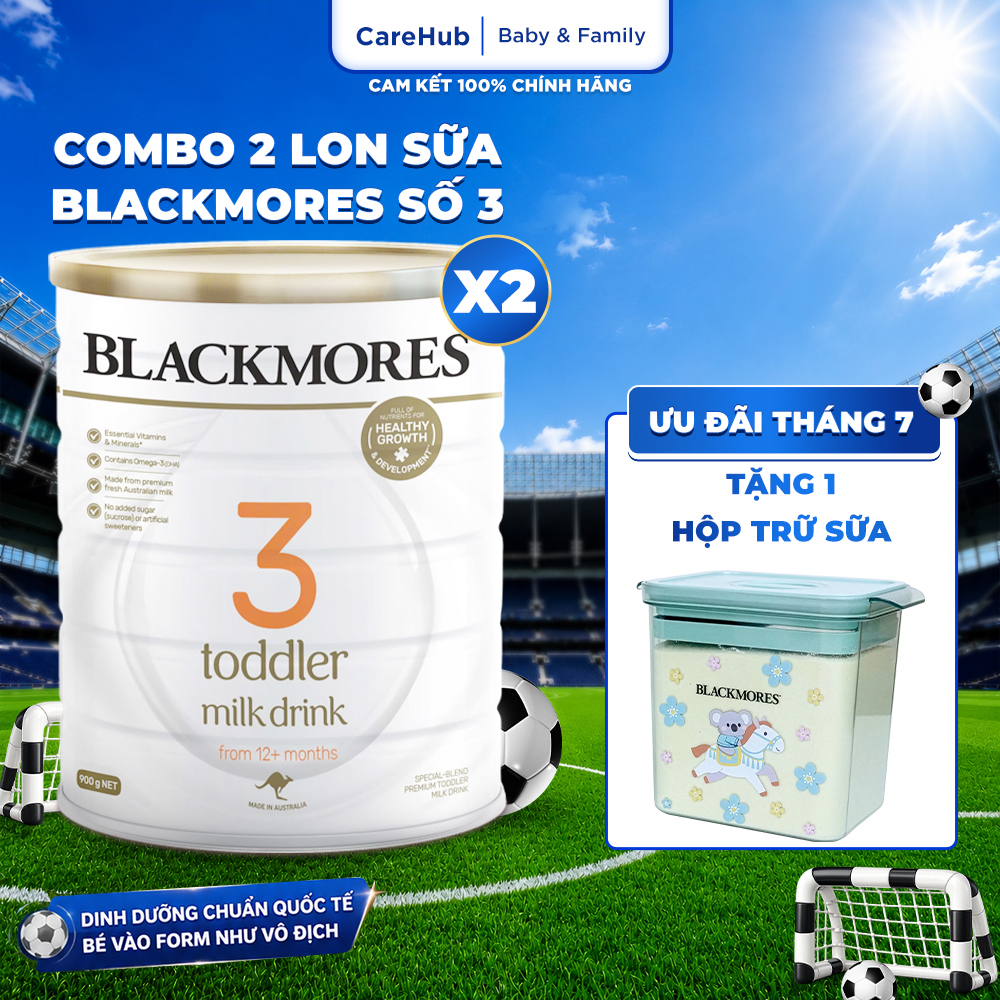 [Date 01/2027 + Hộp Trữ Sữa] Combo 2 Lon Sữa Số 3 Blackmores Toddler Milk Drink 900g - Hàng Úc Chính Hãng