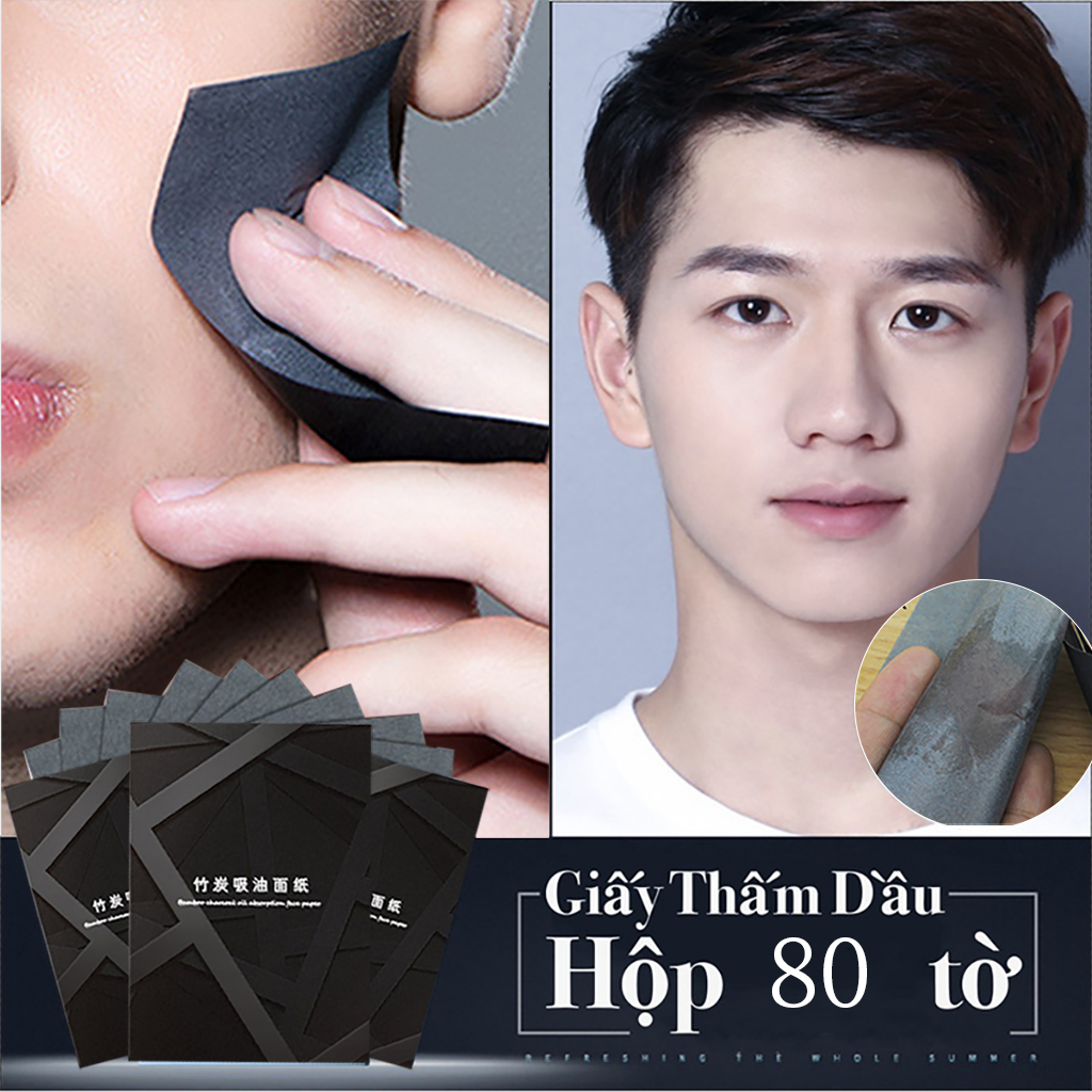 Giấy Thấm Dầu Da Mặt Nam Giảm Nhờn Ngừa Mụn 80 tờ/hộp