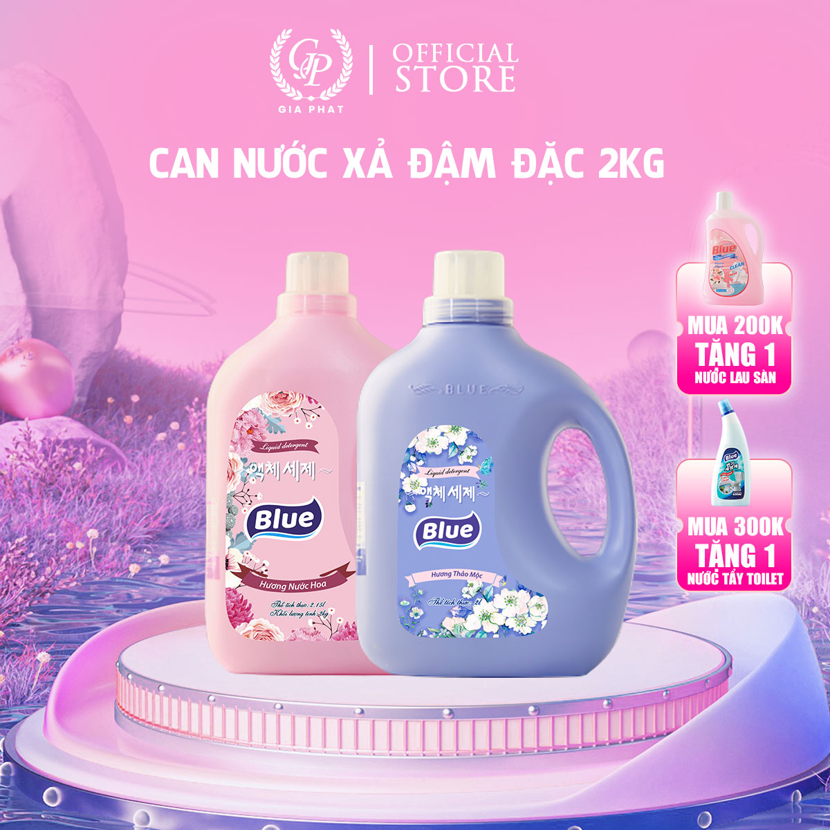 Nước giặt Blue Đậm Đặc Can 2L - Hương Thảo Mộc và Nước Hoa - Nước giặt Blue Hàn Quốc - Có Quà tặng K