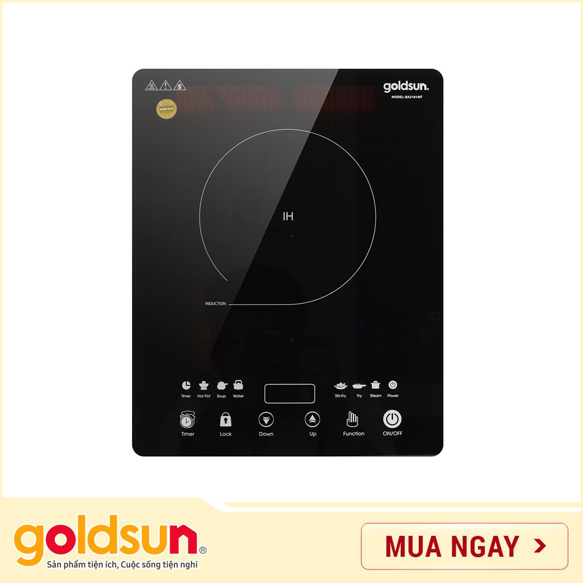 Bếp điện từ Goldsun BA 2101MT - Công suất 1650W - Mặt kính cường lực điều khiển cảm ứng - Hàng Chính Hãng
