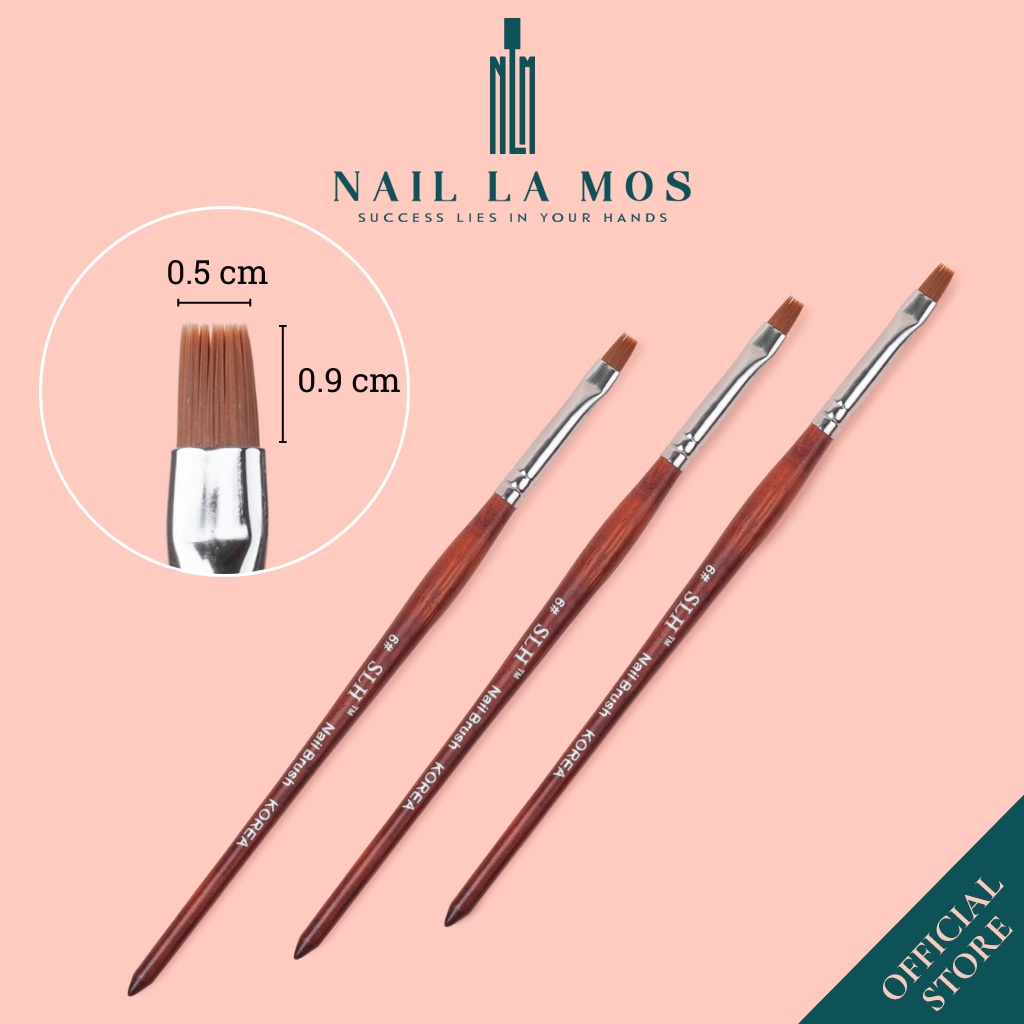 Cọ bản nail SLH Hàn Quốc - Cọ bản đầu vuông đắp gel vẽ hoa chuyên dụng