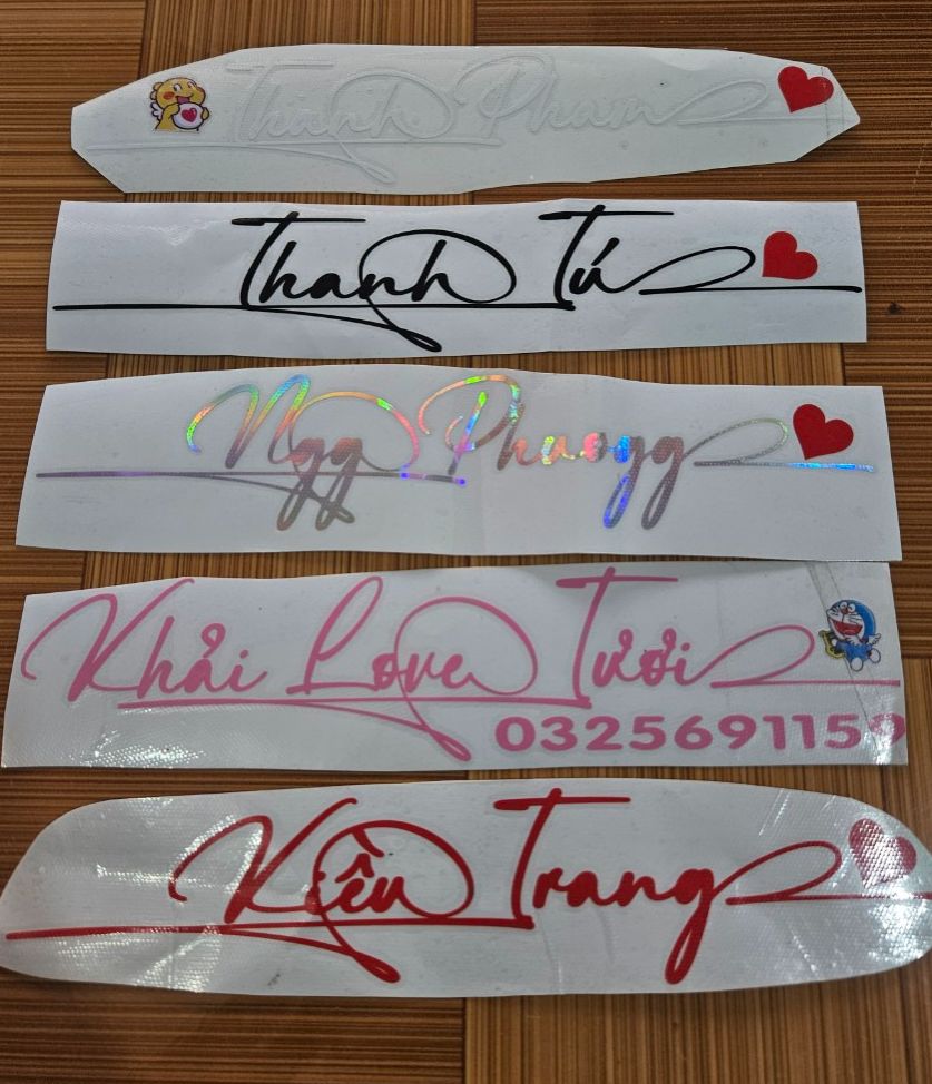 Tem dán xe làm theo yêu cầu - Kiểu chữ kí - Gửi tên và đặt hàng là nhận đúng