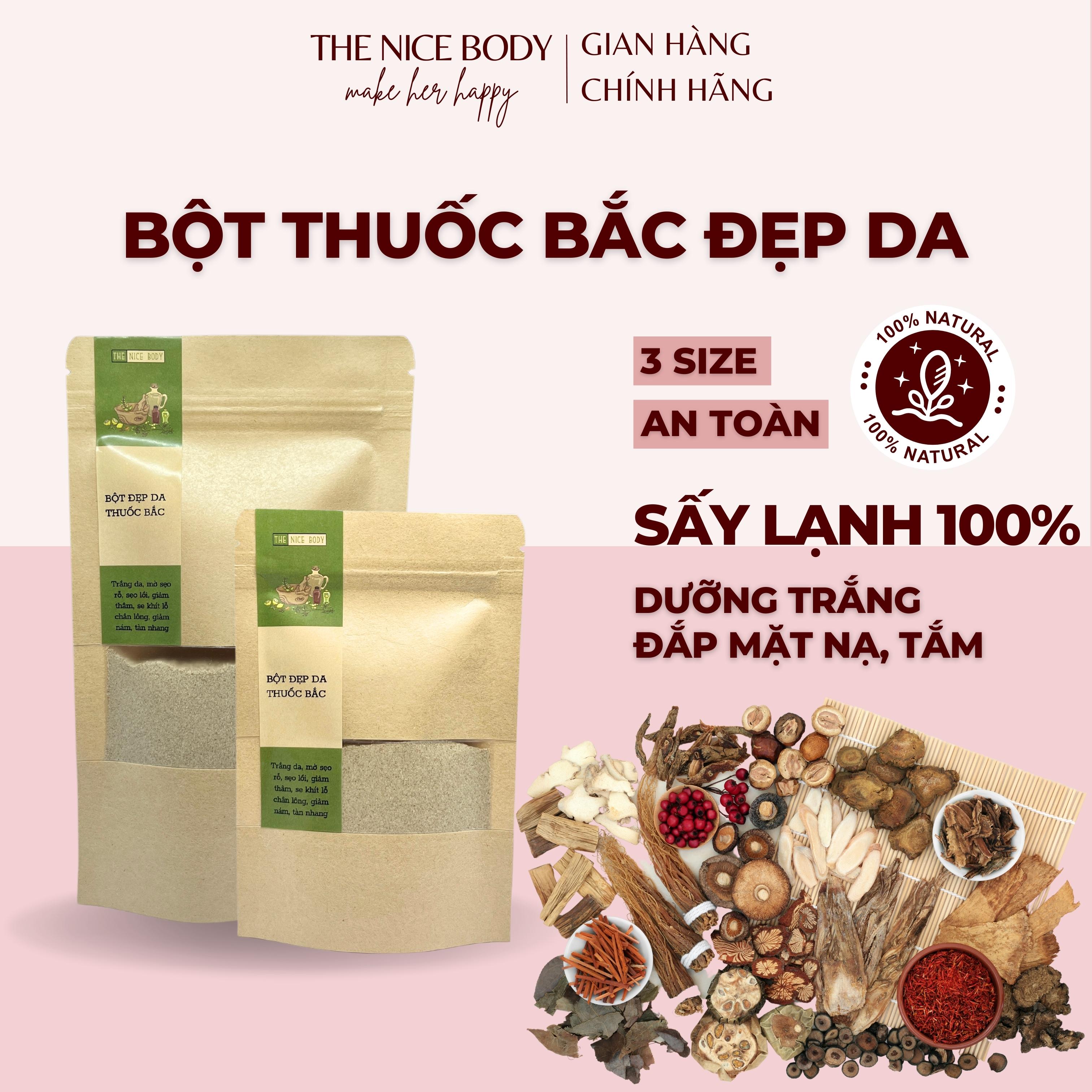 Bột thuốc bắc đắp mặt nạ, tắm trắng, rửa mặt, 24 vị nguyên chất, làm đẹp da an toàn, hữu cơ