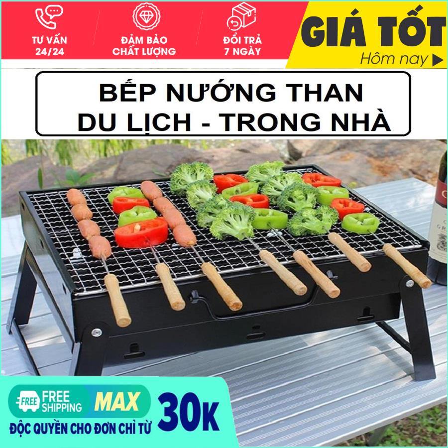 [ HÀNG XỊN ] Bếp nướng  , bếp nướng than hoa gấp gọn , bếp nướng than chống khói , bếp nướng bbq ngoài trời , bếp nướng than hoa , bếp nướng mini , bếp nướng than di động ( Màu đen )