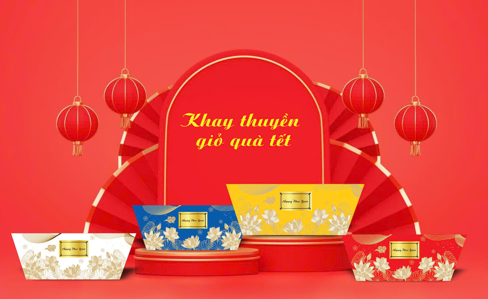 Combo 10 thuyền giỏ quà tết Happy , đế thuyền tết , giỏ làm quà tết 2025 [ GIÁ RẺ ] cứng cáp mẫu mã đẹp