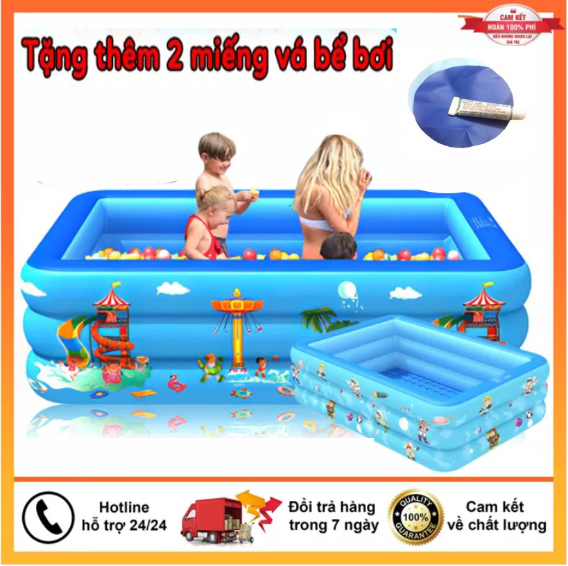 Bể bơi, Hồ bơi, Bể bơi phao chống trơn đủ cỡ-bể bơi mùa hè 1m2, 1m3, 1m5, 1m8, 2m1 chất liệu PVC an toàn, đàn hồi cao, an toàn cho trẻ