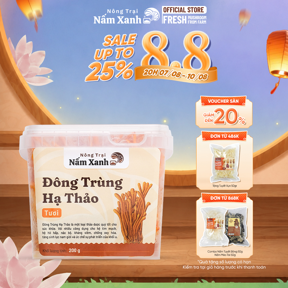 [HCM] Nấm Đông Trùng Hạ Thảo Tươi Sinh Khối Nguyên Chất Tươi Mới Mỗi Ngày - Nông Trại Nấm Xanh