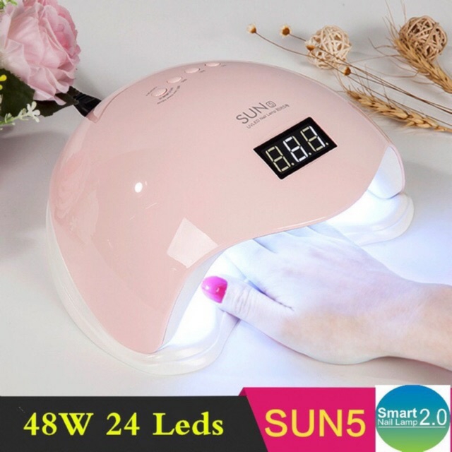 [Màu bất kỳ] Máy Hơ Sơn gel sun5 48W màu hồng (BH 3 tháng) làm đẹp dùng chăm sóc móng làm đẹp nail