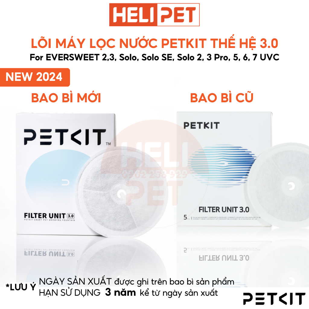 [Bản Quốc Tế] Lõi Lọc Nước PETKIT Dùng Cho Eversweet Solo, Solo SE, 2, 3, 6,7 thế hệ 3.0 - HeLiPet