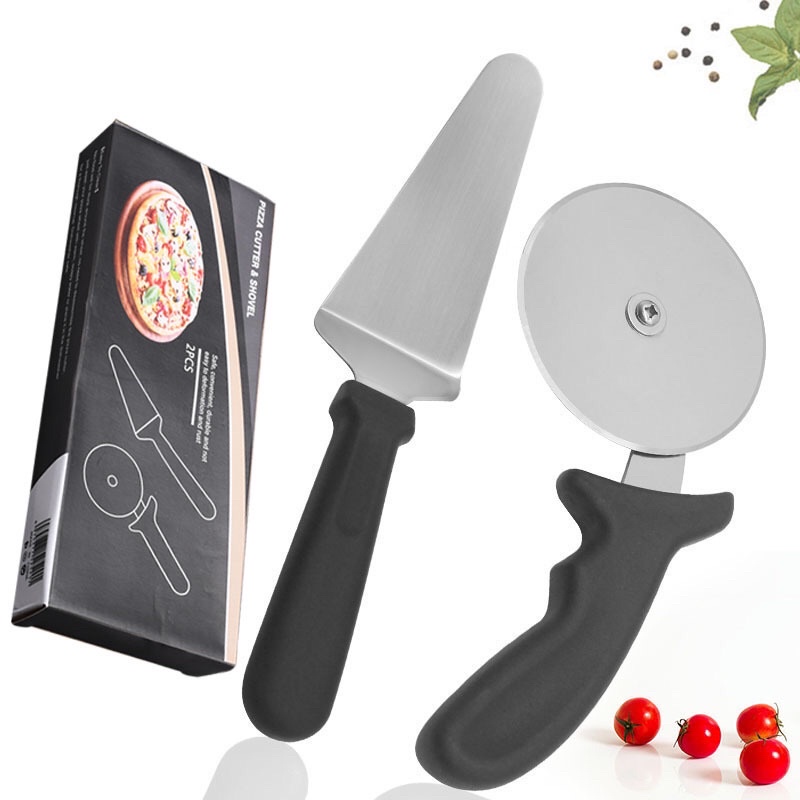 Bộ dao cắt bánh pizza và xúc chia bánh, dao lăn cắt pizza