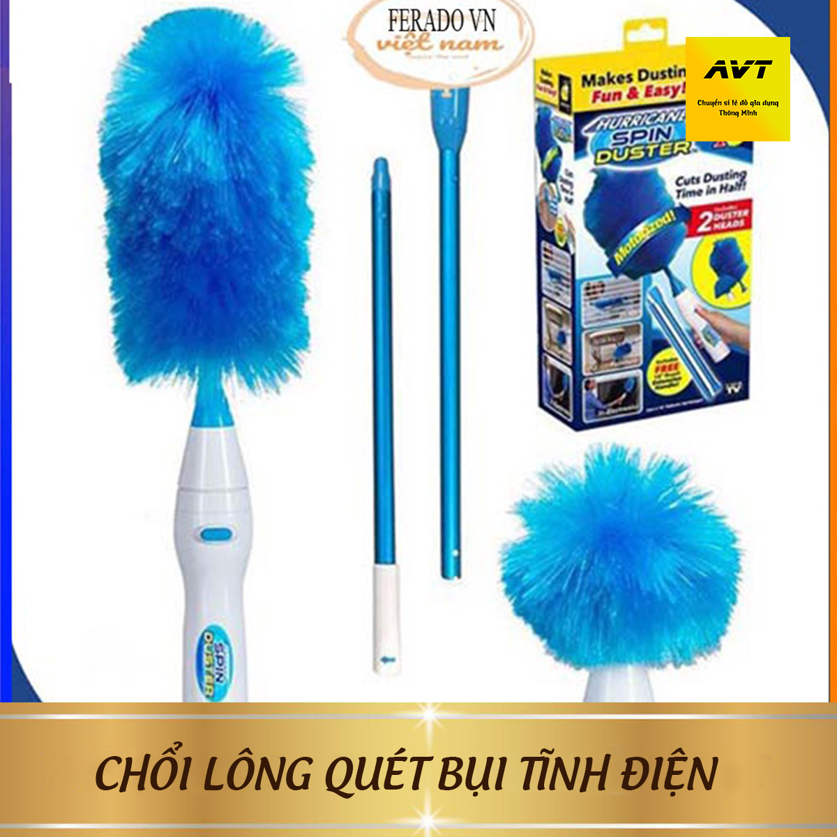 Chổi Lông Quét Bụi Tĩnh Điện Tự Động 360 độ