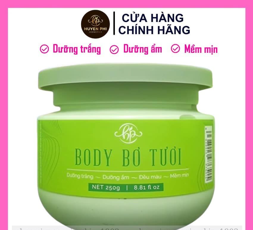 Kem body bơ tươi Huyền Phi 250gr dưỡng trắng dưỡng ẩm giúp da mềm mịn, tươi trẻ, trắng hồng