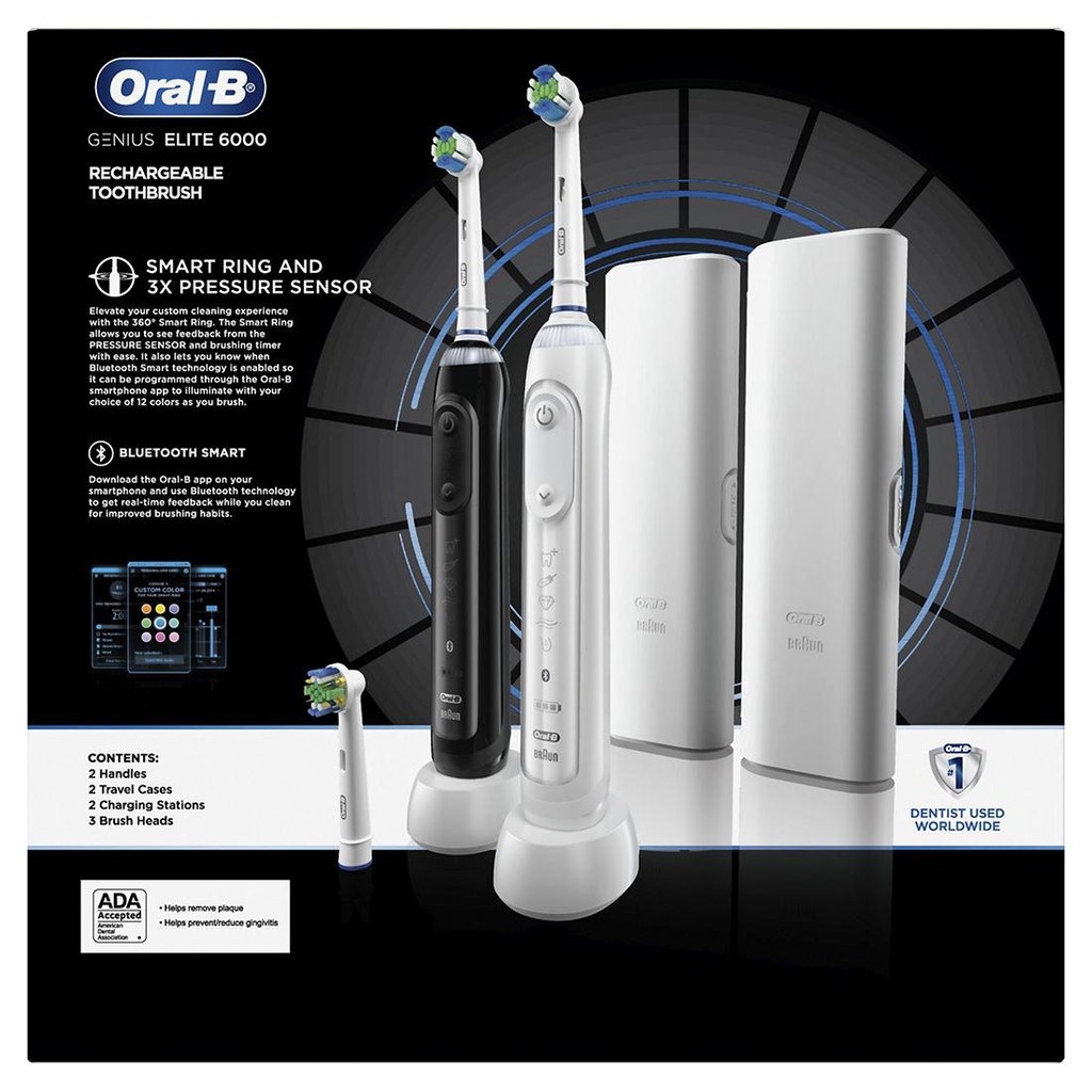 Bộ 2 bàn chải điện (Bàn chải máy) Oral B Genius Elite 6000, ProAdvantage 6000 [Made in Germany]