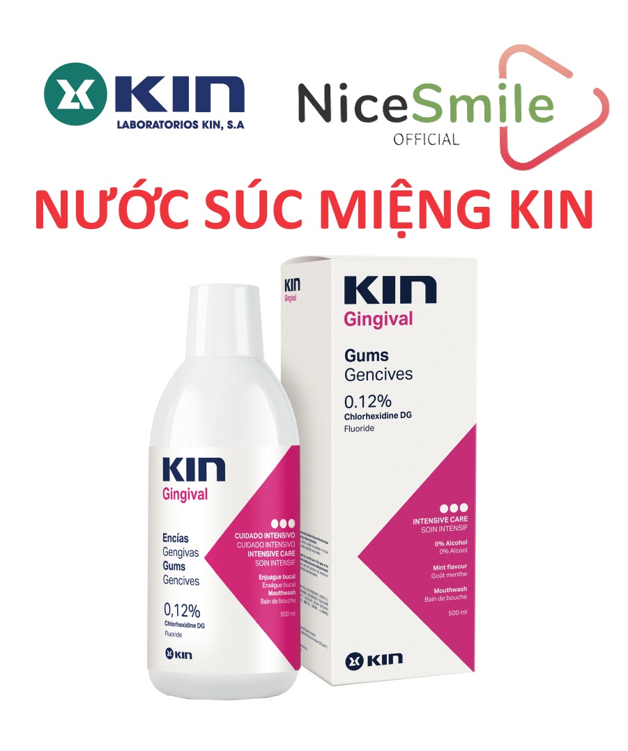 Nước súc miệng kin gingival cho viêm lợi, nha chu, diệt khuẩn, giảm hôi miệng - chai hồng 250ml
