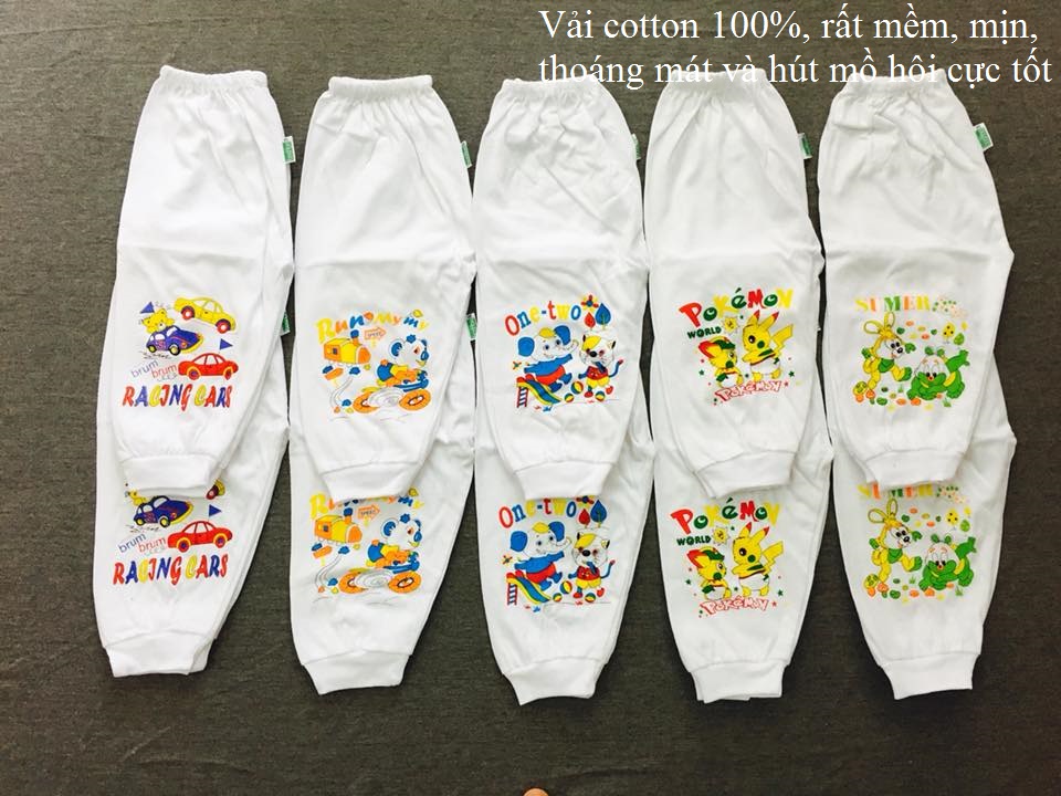 Combo 10 quần dài bo trắng cho bé