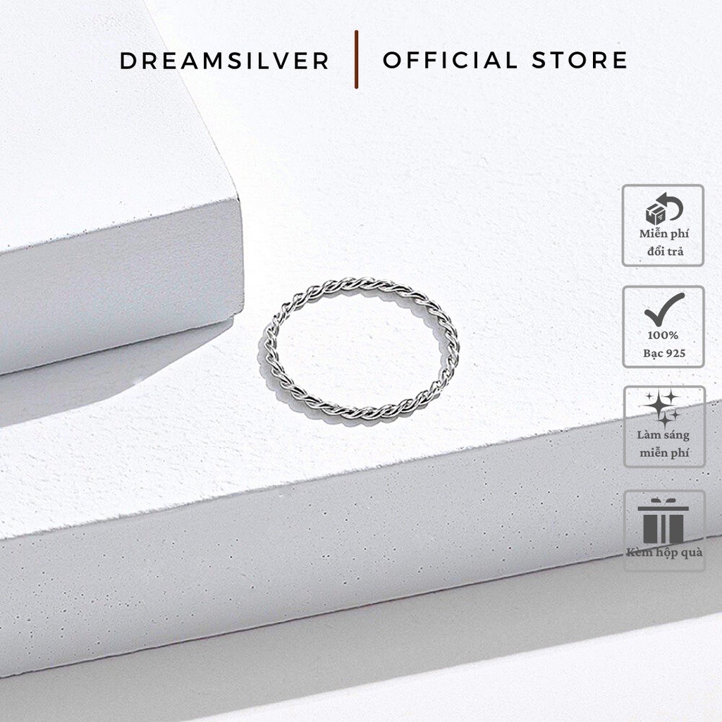 Nhẫn bạc dreamsilver xoắn đơn basic nhiều size nt002