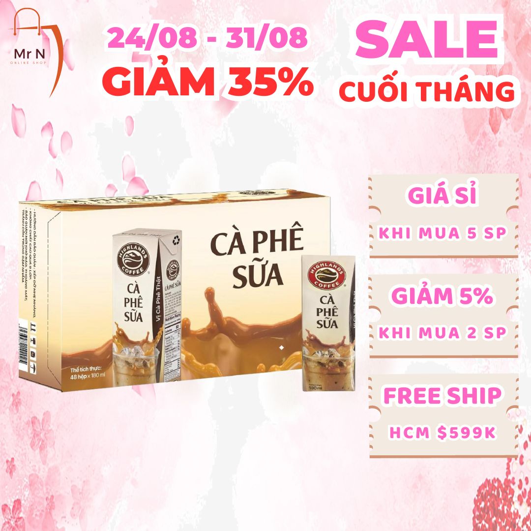Thùng 48 hộp Cà phê sữa Highlands Coffee 180ml / hộp