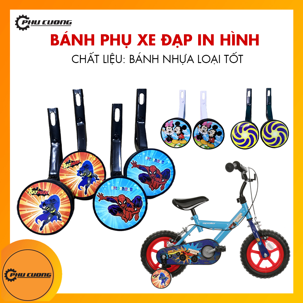 Bánh phụ xe đạp trẻ em - Bánh nhựa in hình