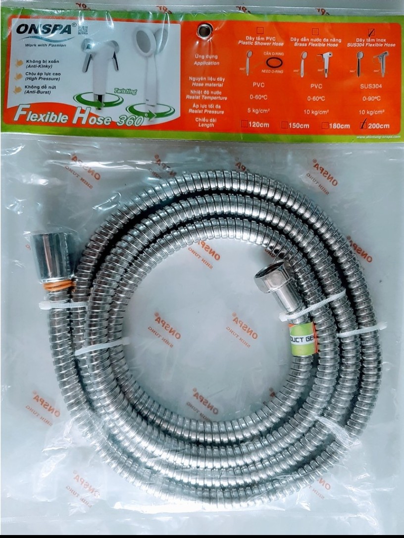 Dây Vòi Sen Inox Dài 2m ONSPA Chính Hãng, Dây Vòi Sen Dài 2 met