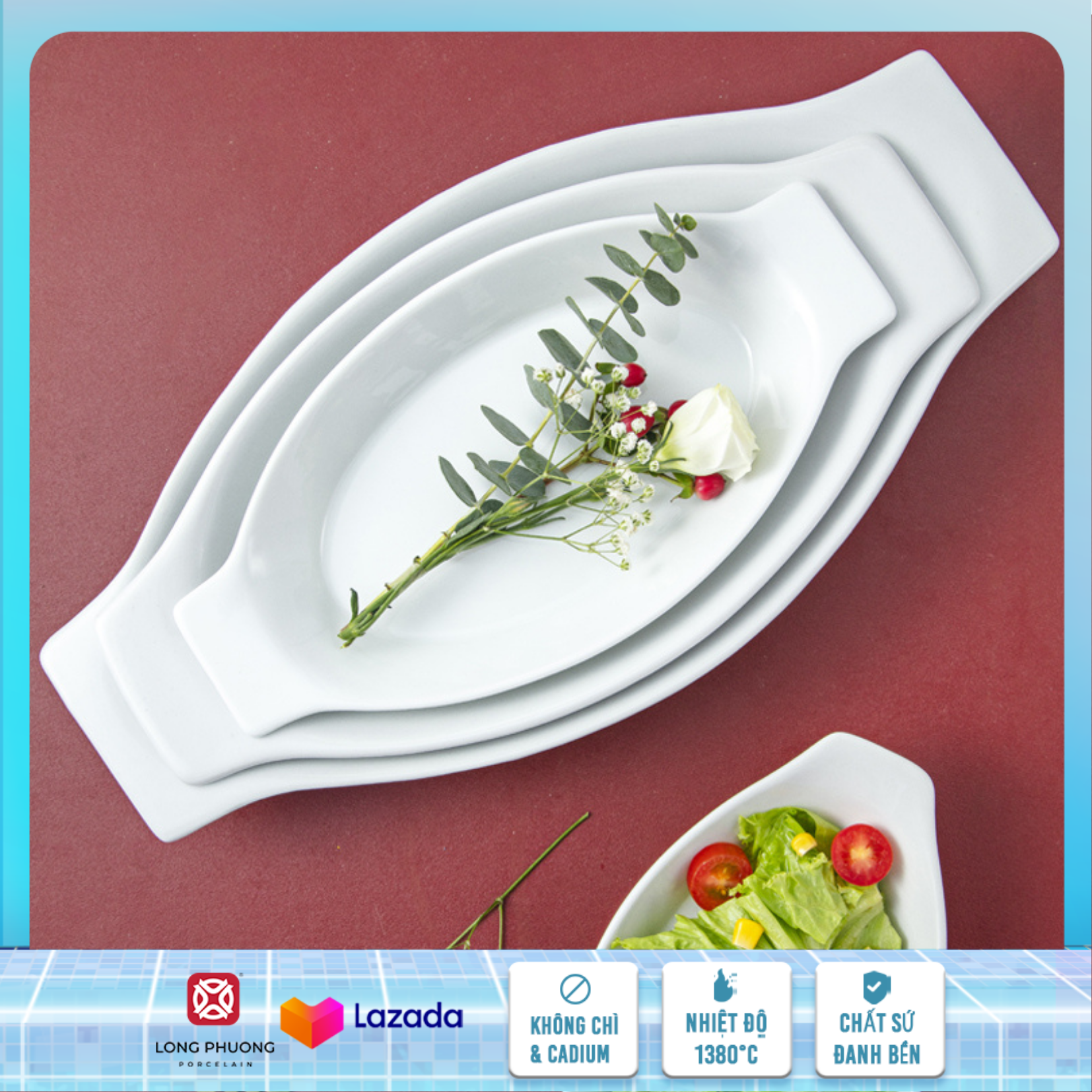 Đĩa thuyền - đĩa hình thuyền, đĩa sâu lòng Sứ Long Phương