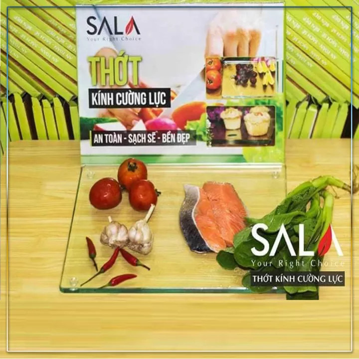 Thớt kính cường lực sala cao cấp - hàng chuẩn loại 1 thớt kính cường lực sala cao cấp đảm bảo vệ sinh. an toàn tuyệt đối có móc treo tiện dụng