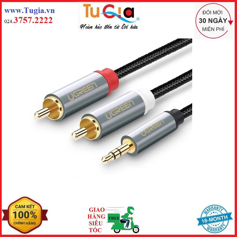Cáp audio 3.5mm to av hoa sen dài 3m ugreen 40844 vỏ nhôm-hàng chính hãng