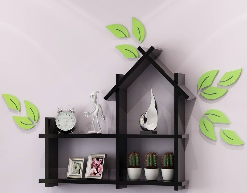Kệ gỗ treo tường - Kệ trang trí hình ngôi nhà gỗ lõi xanh chống ẩm + Tặng phụ kiện lắp đặt.