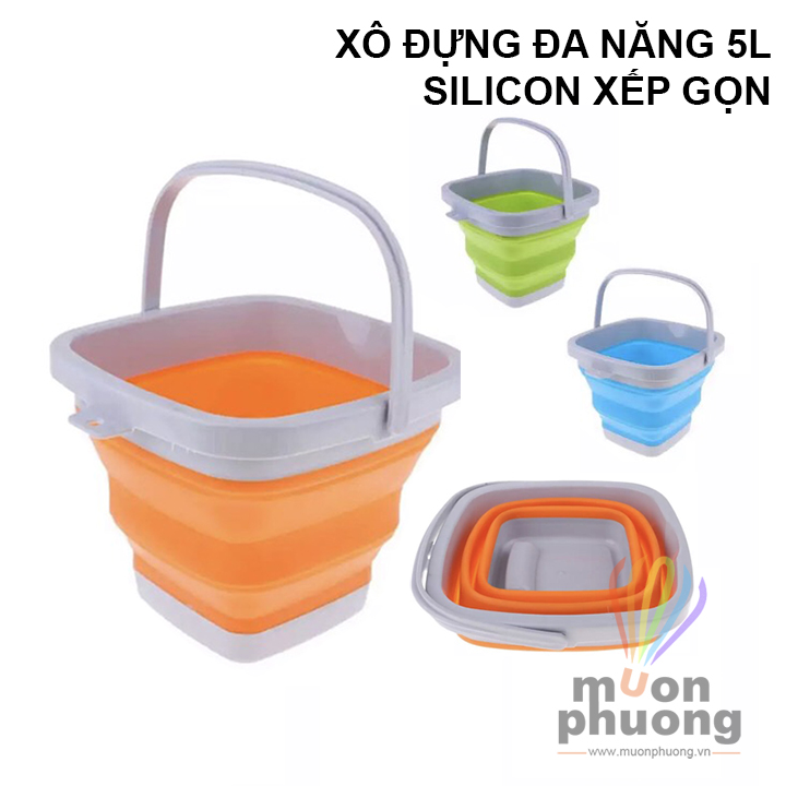 Thùng xô silicon xếp gọn đựng nước đa năng 5 lít - MUÔN PHƯƠNG SHOP