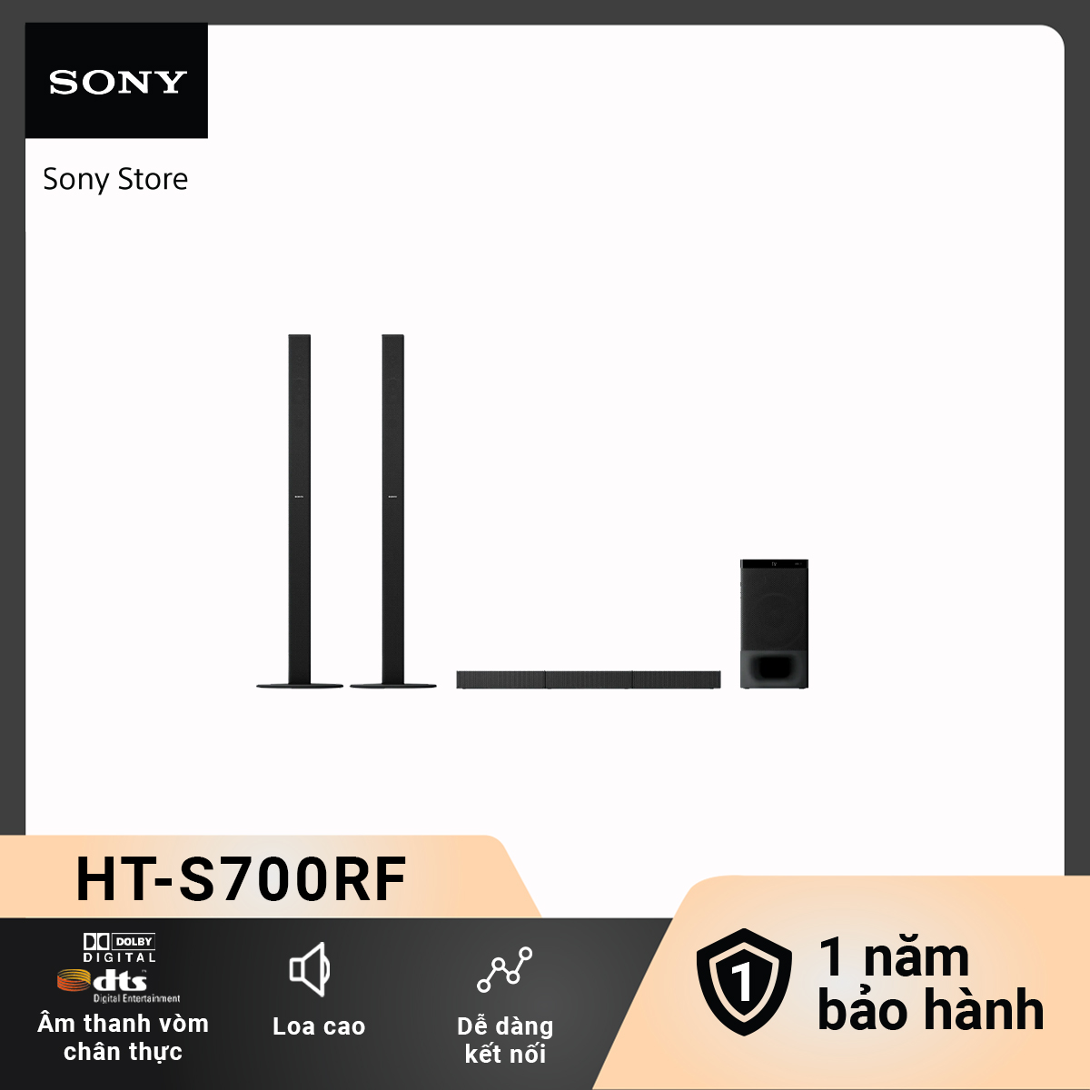 Hệ thống Loa thanh Home Cinema 5.1 kênh, tích hợp Bluetooth® | Sony HT-S700RF