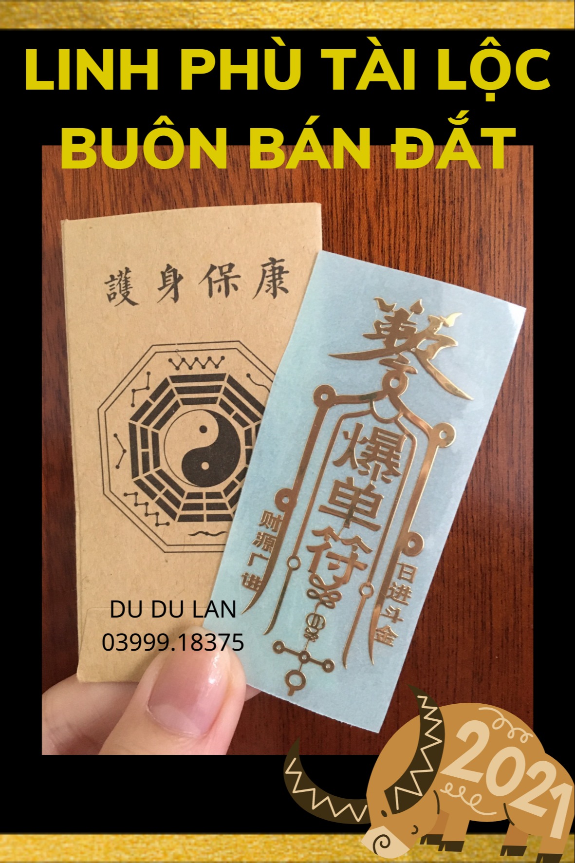 Linh phù Tài Lộc - buôn may bán đắt chiêu tài chiêu lộc làm ăn kinh doanh thuận lợi, công việc thăng tiến - Đã chú