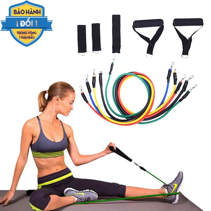 Dây Cao Su Tập Gym,Bộ 5 Dây Đàn Hồi Tập Thể Hình,Dây Đàn Hồi Tập Gym S1-D, Bộ Dây Tập Thể Lực - Bộ 11 Chi Tiết, Dây Tập Kháng Lực 100Lb ,Bảo Hành 1 Đổi 1 Trên Toàn QuốC- Sản Phẩm Giá Tốt, Chất Lượng Vượt Trội