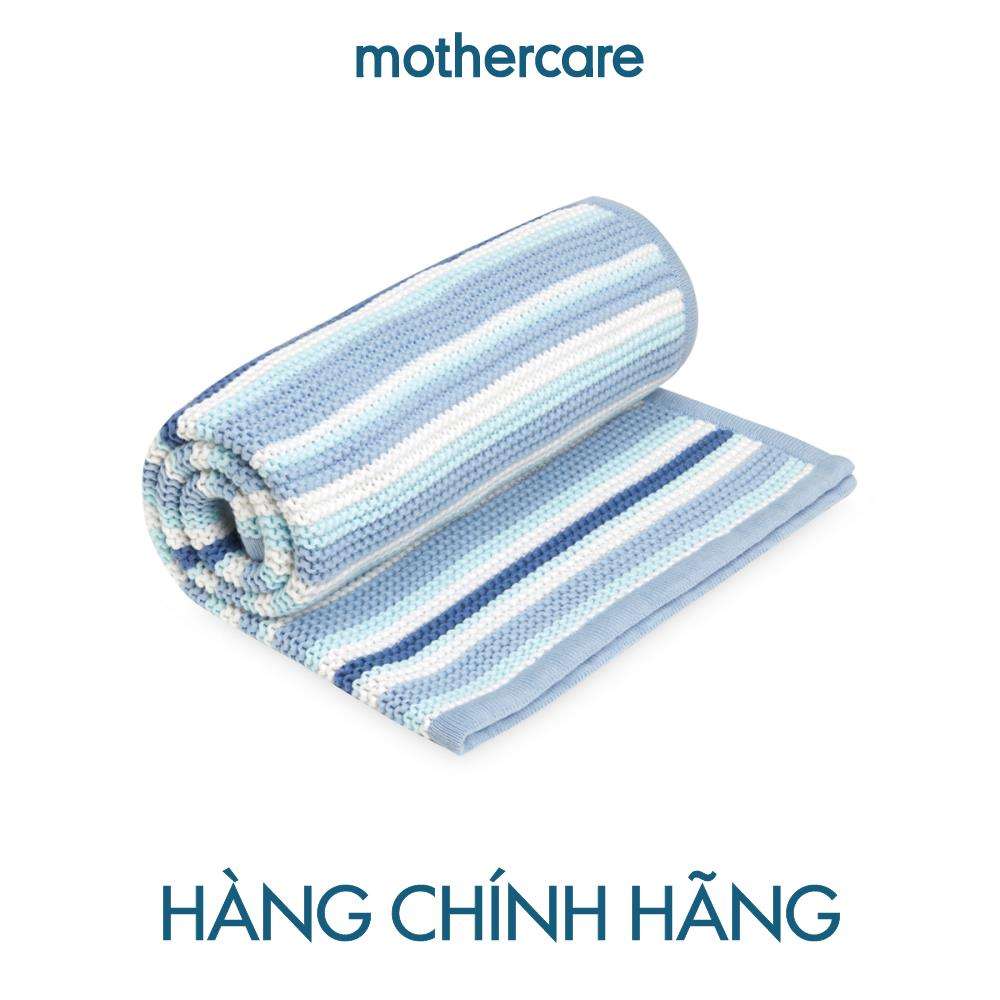 Mothercare - chăn dệt kim sọc xanh cho bé kích thước 70 x 90 cm