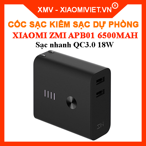 Củ sạc / cốc sạc kiêm sạc dự phòng xiaomi zmi apb01 6500mah - hàng chính hãng