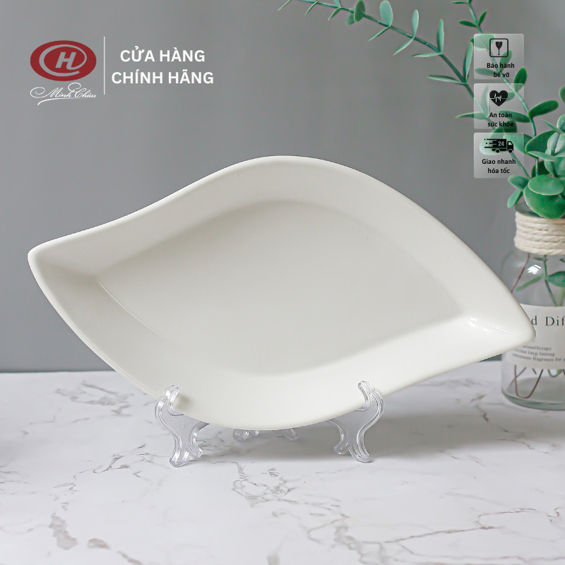 Đĩa Lá 30cmx16cm Sứ Minh Châu - Trắng Trơn