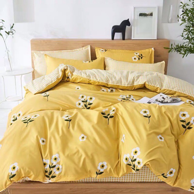 Cotton Poly Bộ Chăn Ga Gối Hoa Vàng Bộ Chăn Ga Gối Cao Cấp Nhập Khẩu 5 Món, 4 Món Bộ Sản Phẩm Chăn Ga Gối Nệm Nhiều Kích Thước Dùng 4 Mùa Gồm 1 Ga, 1 Vỏ Chăn, 02 Vỏ Gối (Có Lựa Chọn Mua Thêm Vỏ Gối Ôm)