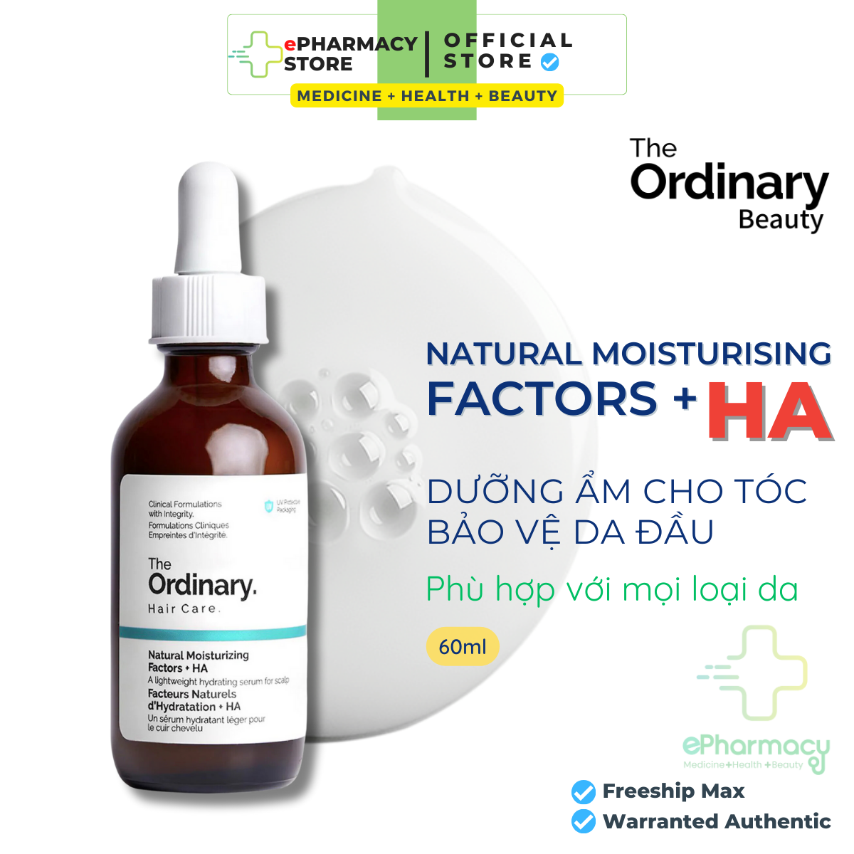 Serum Hair Care The Ordinary Natural Moisturizing Factors + Hyaluronic Acid Scalp dưỡng tóc và da đầu 60ml