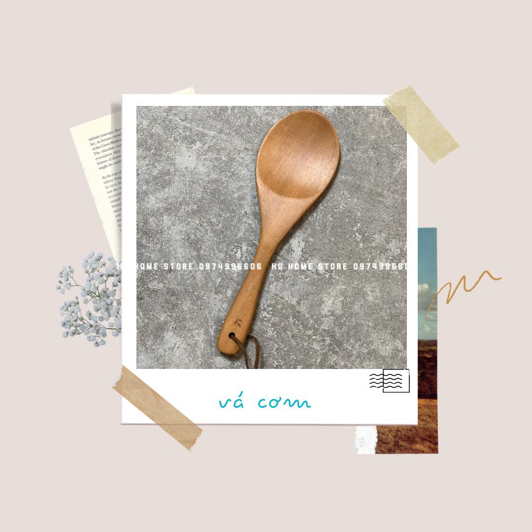 Vá cơm tròn nhỏ bằng gỗ xà cừ 20x6cm