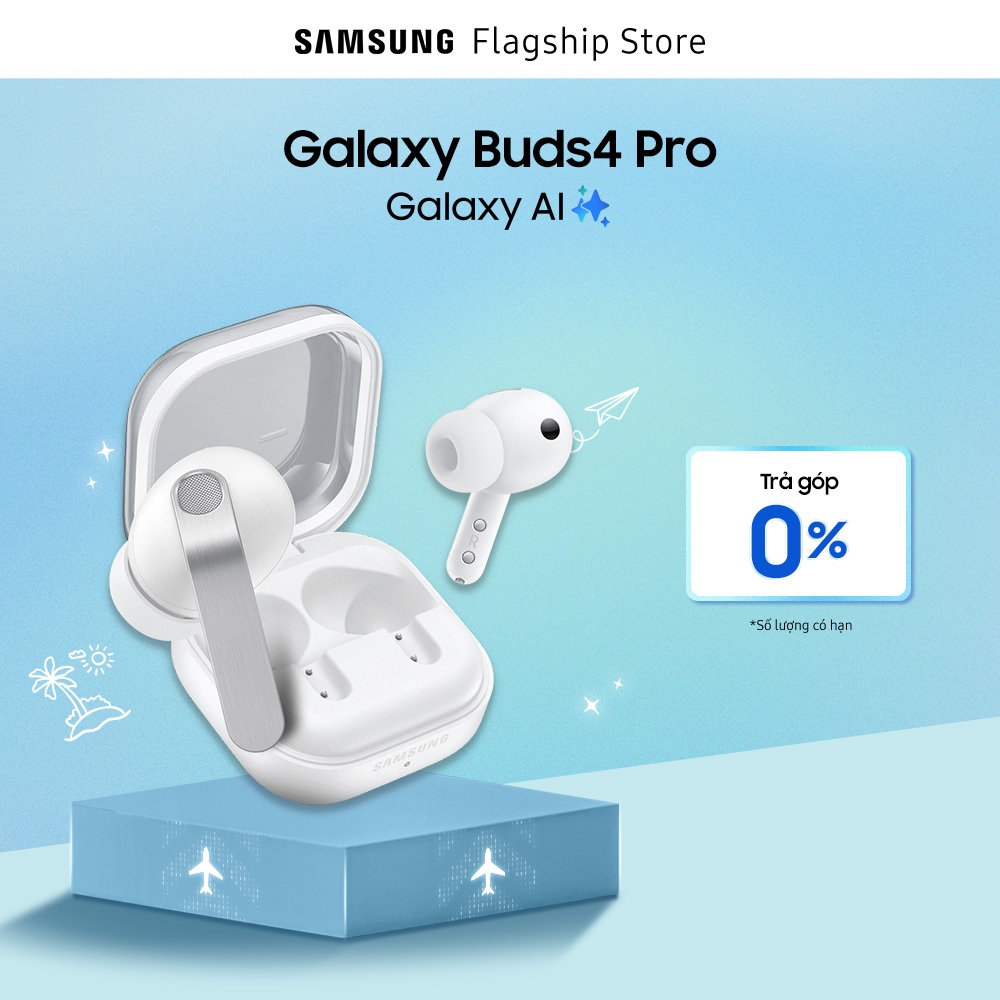 Tai nghe Samsung Galaxy Buds4 Pro, Chất âm Hi-Fi đa tầng, Chống ồn chủ động, Galaxy AI đa tác vụ