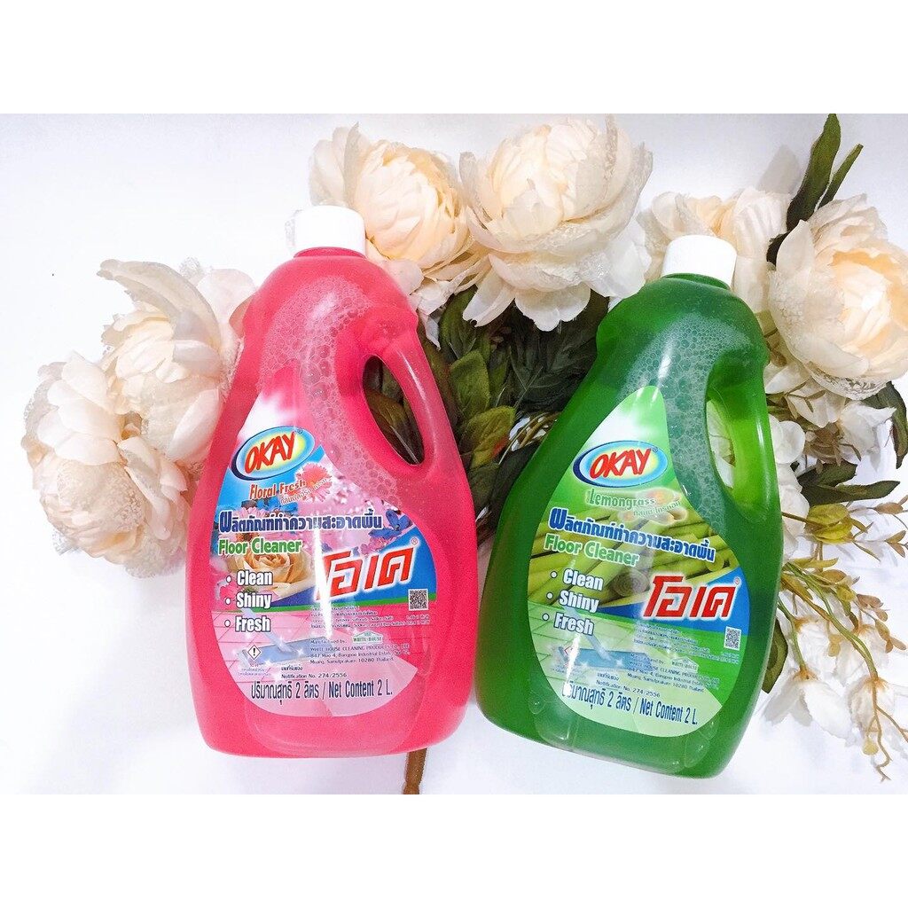 Nước lau sàn hương xả, hương hoa hồng OKAY Thái Lan 2 lít