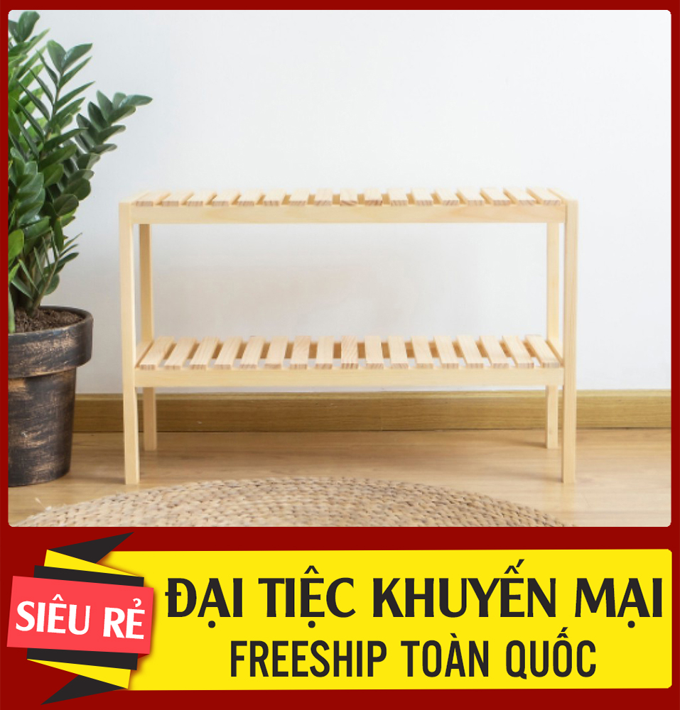 [FREESHIP]Kệ Giày Dép Đa Năng Gỗ Thông 2 Tầng, Kệ Để Giày Dép Bằng Gỗ Decor, Chất Liệu Gỗ Thông Cao Cấp Chống Mối Mọt (80x50x26cm) - Gia dụng giá rẻ.