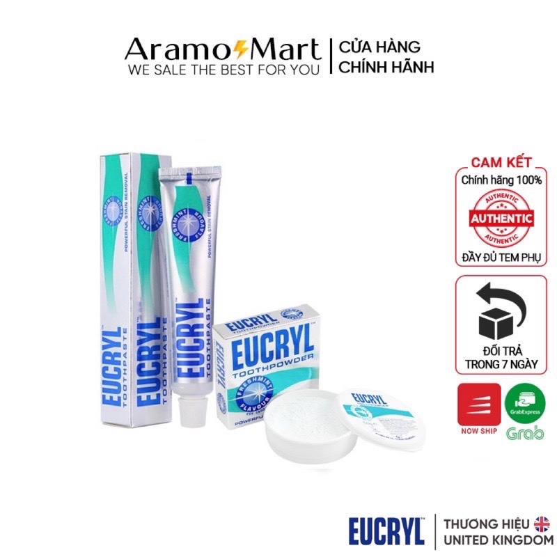 Combo kem đánh răng & bột làm trắng răng thơm miệng EUCRYL - Anh Quốc