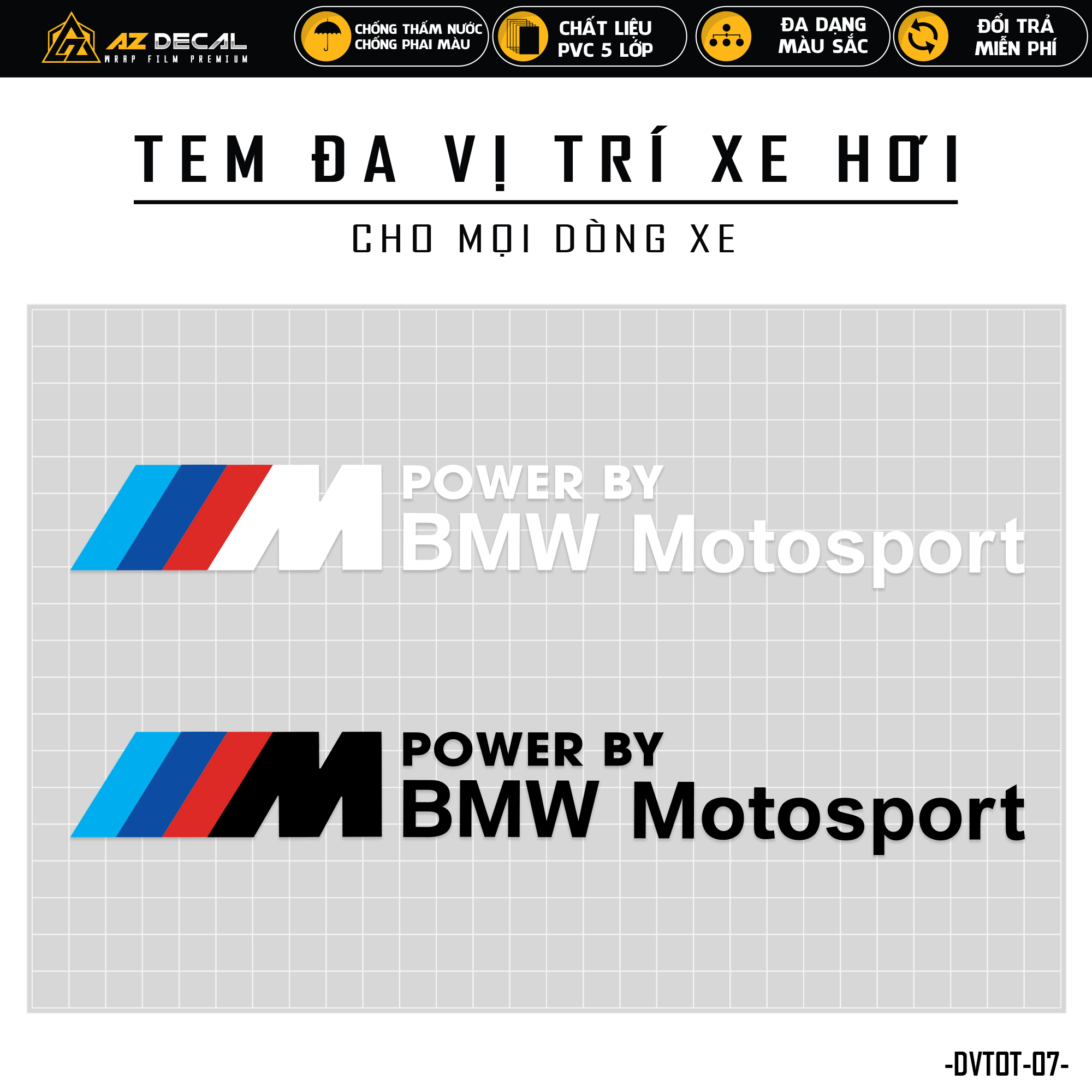 Tem Dán Xe Ô Tô Thiết Kế M Performance BMW Motosport DVTOT