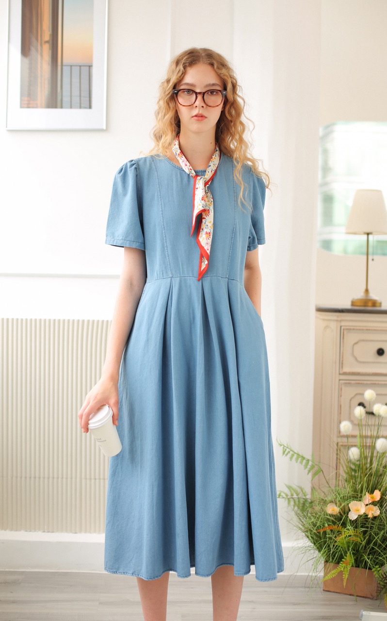 Mori - mrd18 đầm babydoll denim tay ngắn