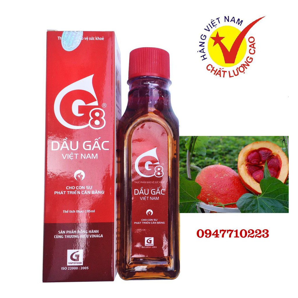 Dầu Gấc G8 Việt Nam 185ml : HSD 2026