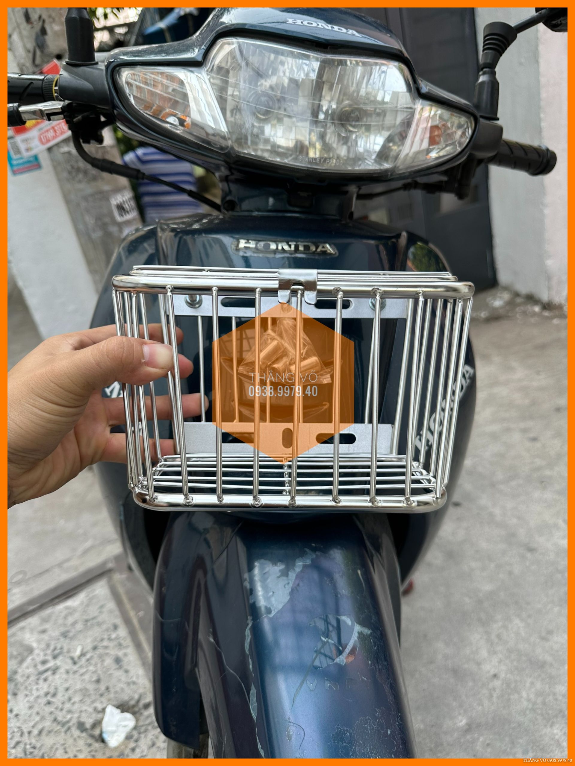 Rổ xe Wave, Rổ inox lưới chữ nhật nhỏ gọn phụ kiện đồ chơi Wave rổ inox