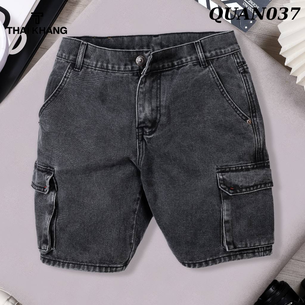 Quần short jean nam Thái Khang loại quần jean túi hộp dành cho nam trung niên chất dày dặn QUAN03