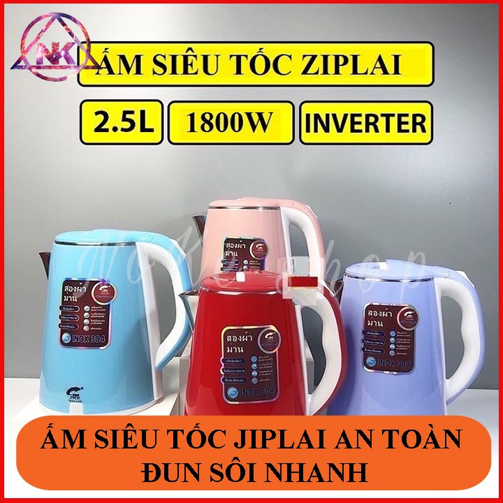 ( BH 1 THÁNG ) Ấm Siêu Tốc 2 Lớp Jiplai Thái Lan 2.5L Cách Nhiệt, Chống Giật, Ấm Đun Nước Siêu Tốc Công Nghệ Inventer Tiết Kiệm Điện Năng, Bình Đun Siêu Tốc Tự Động Ngắt Khi Sôi Điện Áp An Toàn