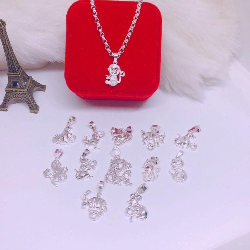 Dây chuyền bé trai bạc ta sáng đẹp, dày dặn mặt con giáp theo tuổi [ Dây+ mặt hơn 3 chỉ]-JQN gian hàng chính hãng cam kết Bạc chuẩn, Chất lượng không lo đen xỉn